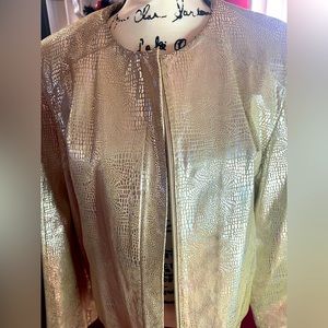 2piece Gold Matallic Leather Lined PELLE STUDIO Suit